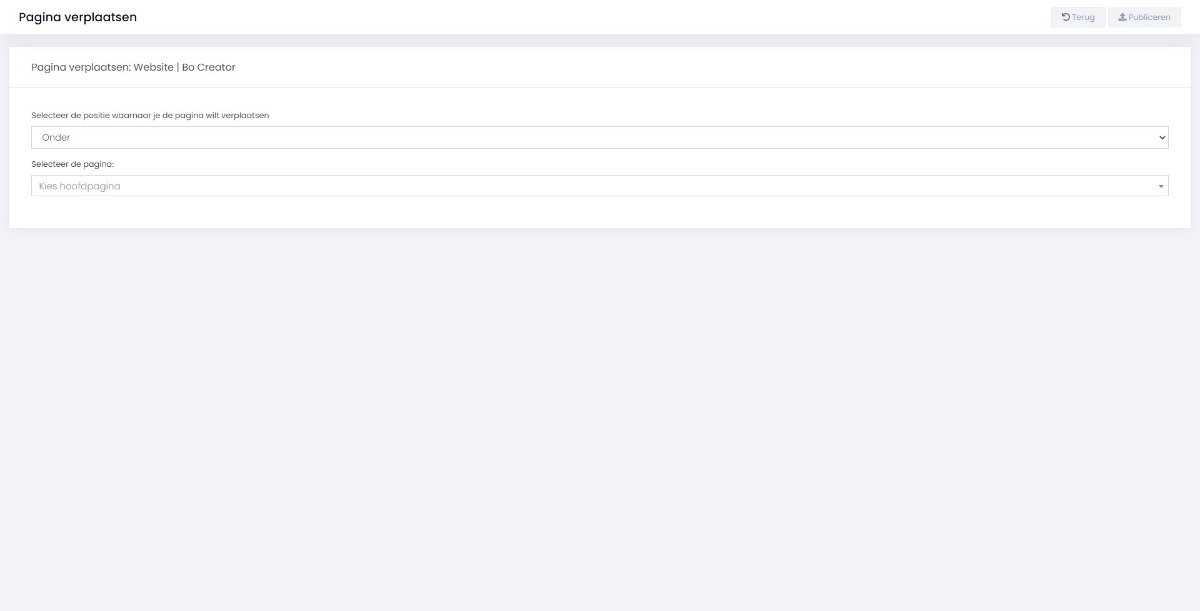Pagina verplaatsen | Bo Creator